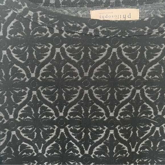 Philosophy Black Gray Textured French Quarter Pattern Long Sleeve T-Shirt - Picture 5 of 7